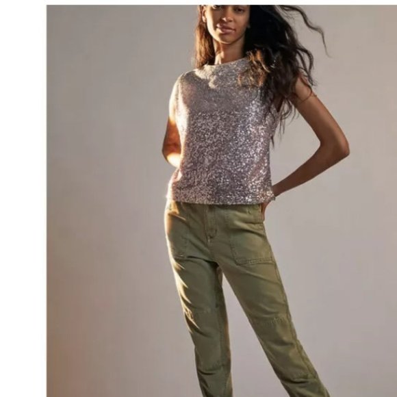 Anthropologie Fatima Sequin Top NWT 4 Ombre Pink - Picture 5 of 10